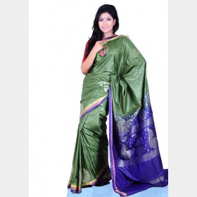 Beautiful color combination of Silk Katan Share from Tangail with blouse piece